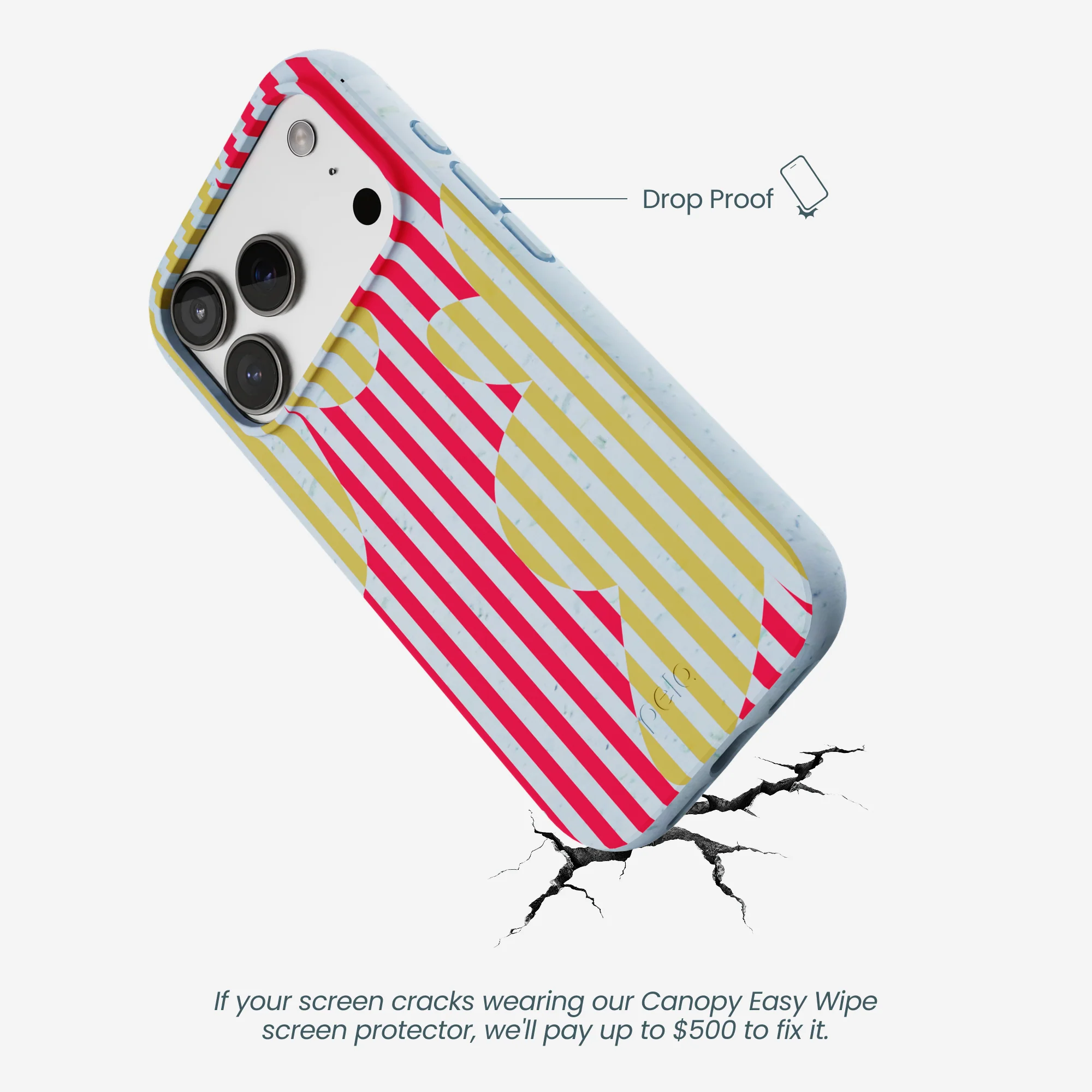 Powder Blue Blooming Stripes iPhone 17 Pro Case - Image 5