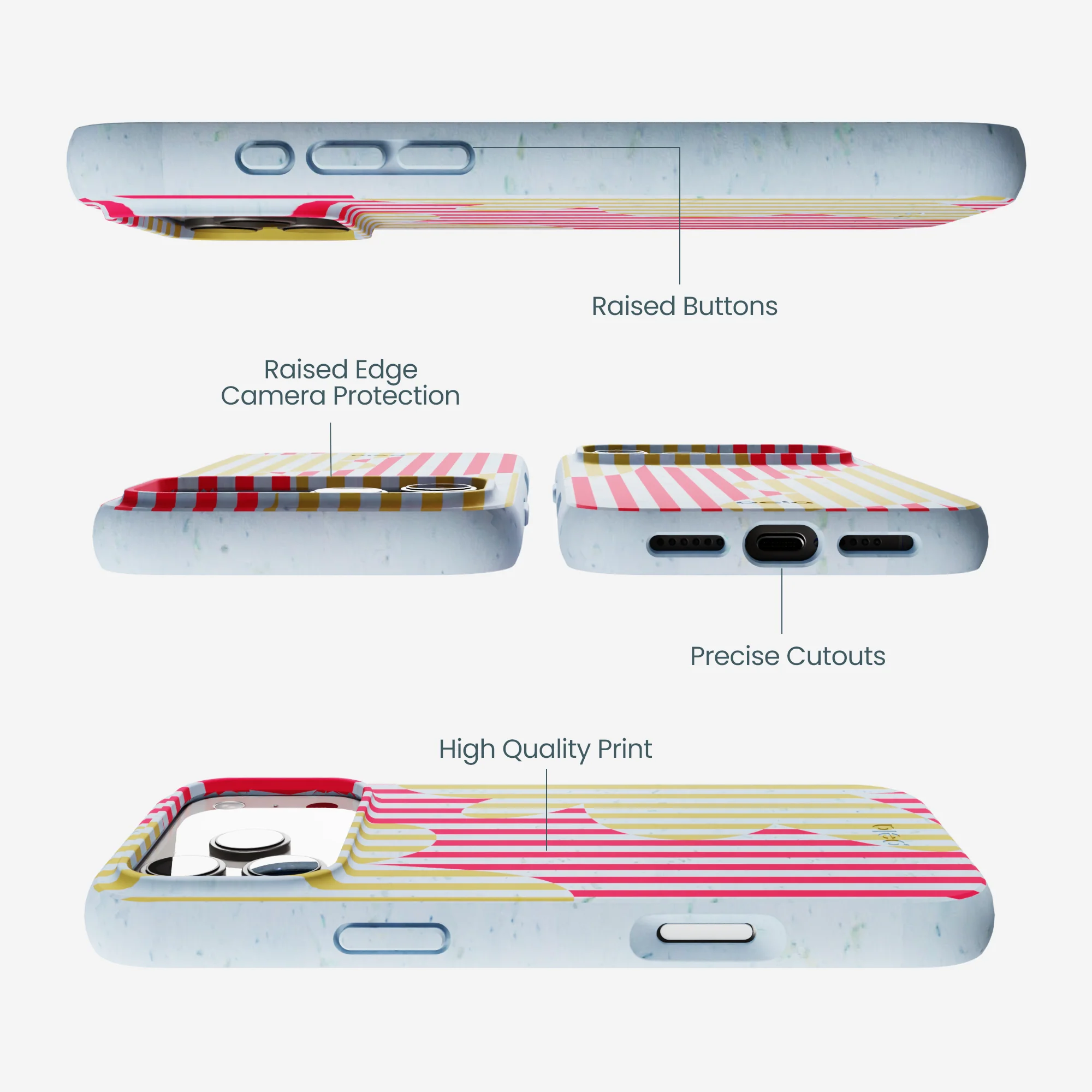 Powder Blue Blooming Stripes iPhone 17 Pro Max Case - Image 3