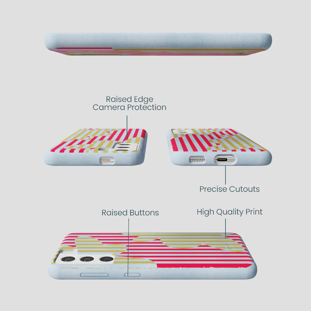 Powder Blue Blooming Stripes Samsung Galaxy S21 Case - Image 2