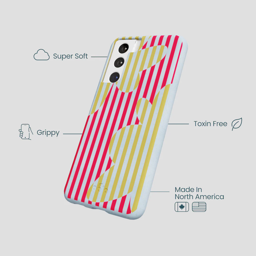 Powder Blue Blooming Stripes Samsung Galaxy S21 Case - Image 3