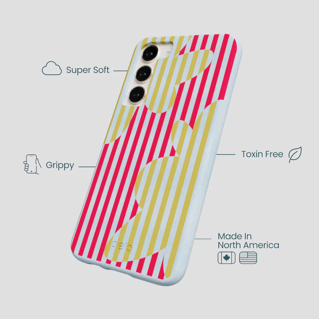 Powder Blue Blooming Stripes Samsung Galaxy S23+(Plus) Case - Image 3
