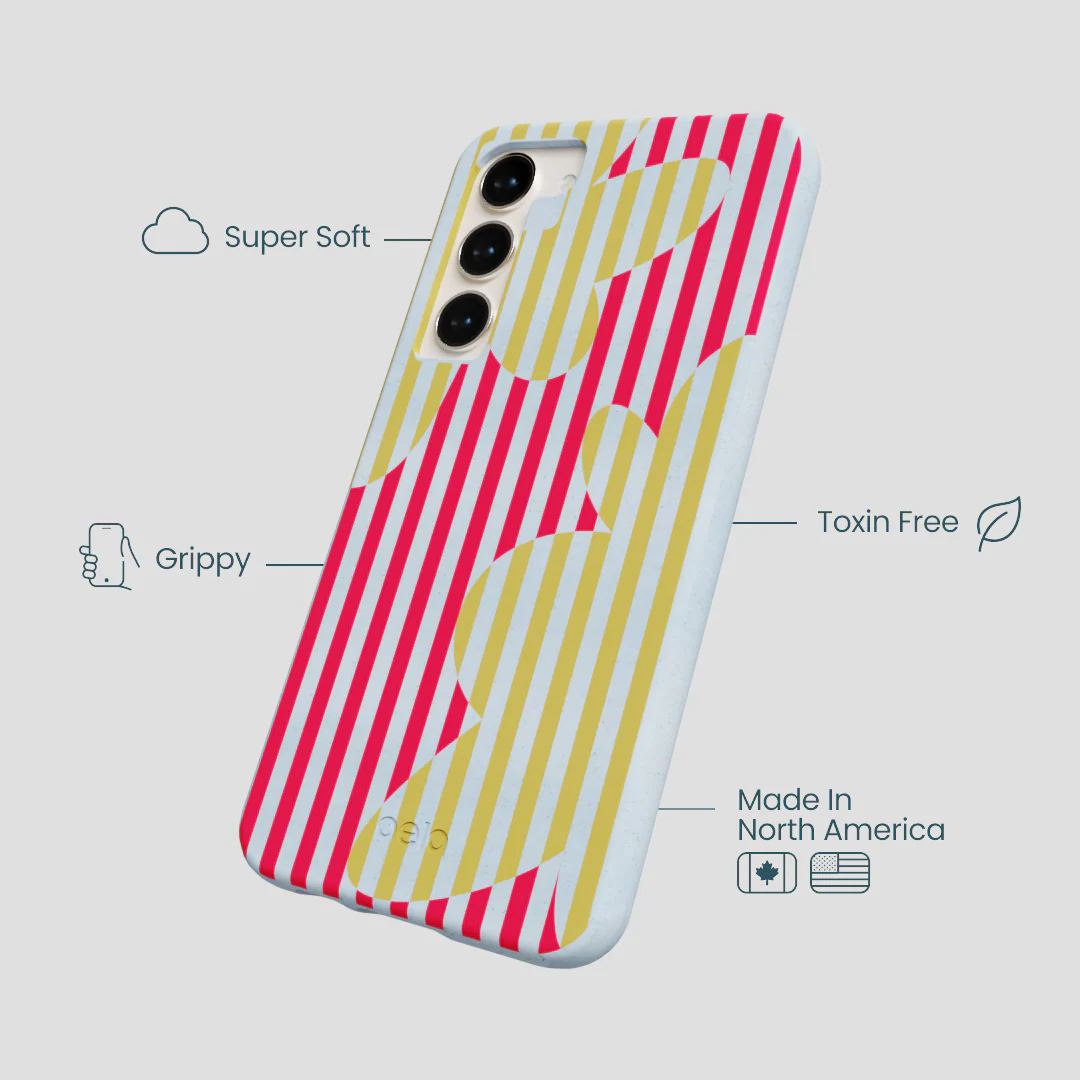 Powder Blue Blooming Stripes Samsung Galaxy S24+(Plus) Case - Image 3