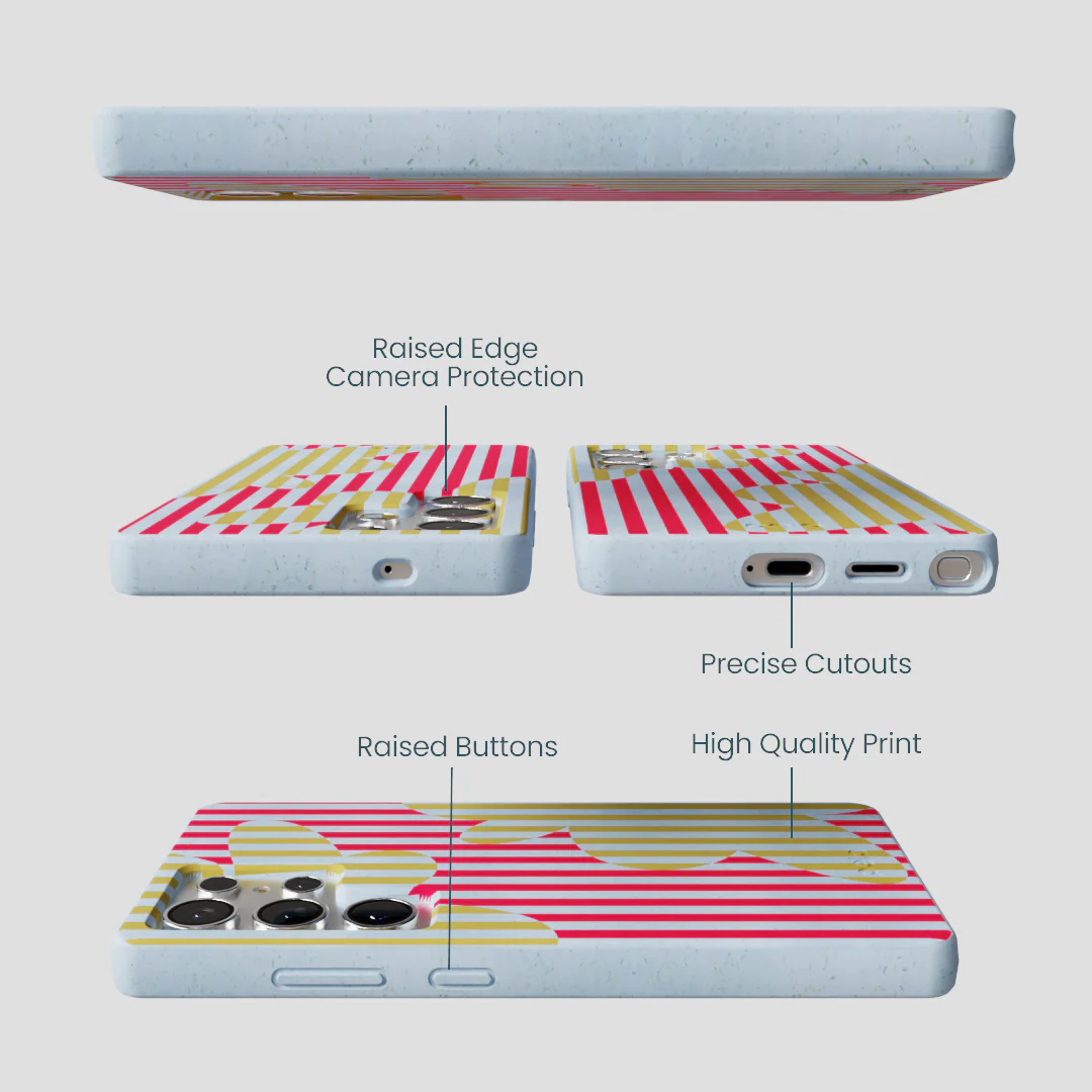 Powder Blue Blooming Stripes Samsung Galaxy S25 Ultra Case - Image 2