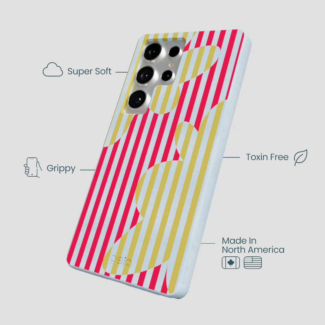 Powder Blue Blooming Stripes Samsung Galaxy S25 Ultra Case - Image 3