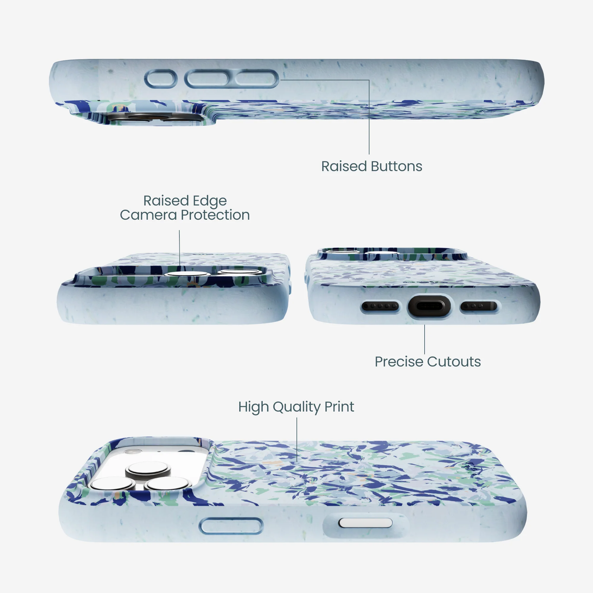 Powder Blue Blue Blooms iPhone 17 Pro Case - Image 3