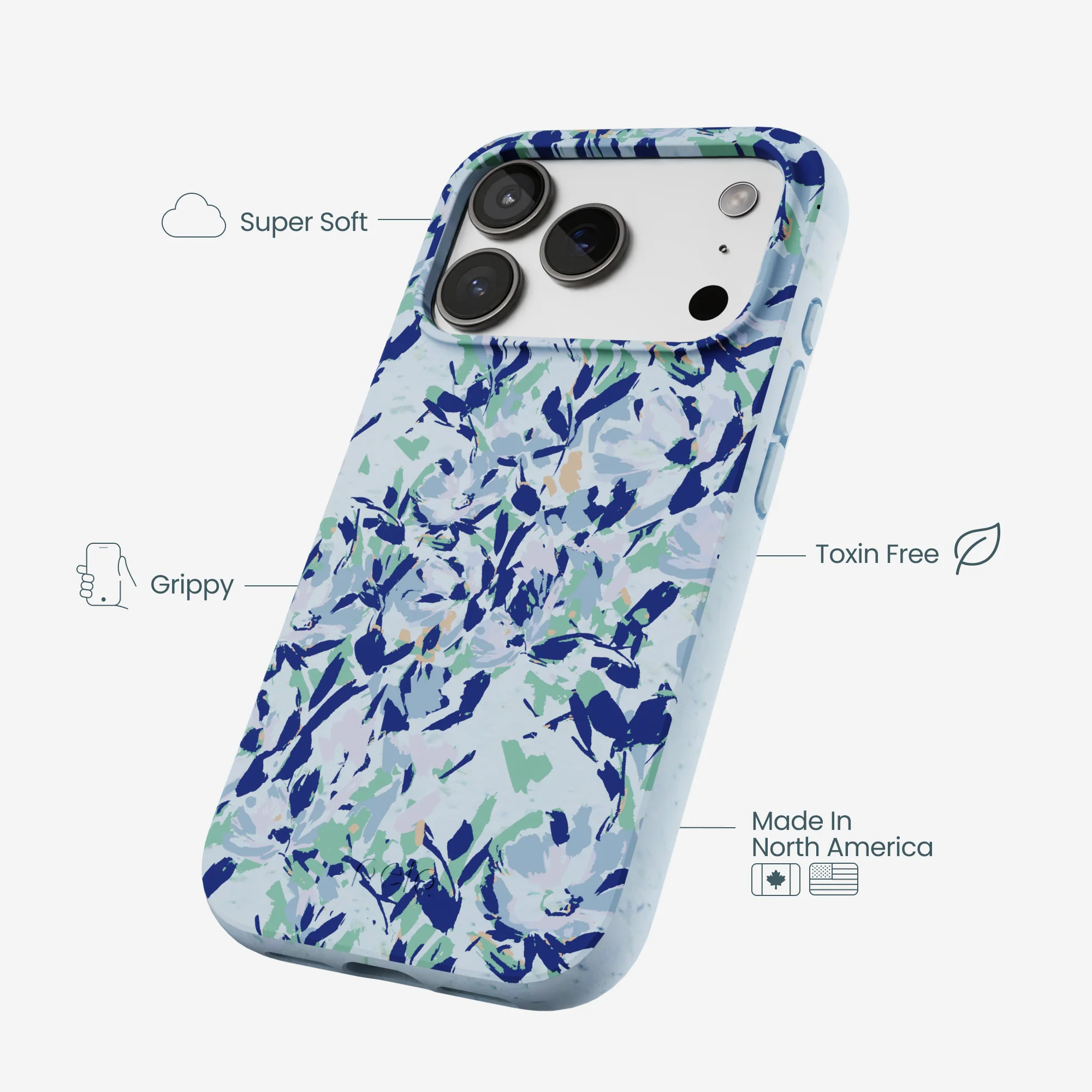 Powder Blue Blue Blooms iPhone 17 Pro Case - Image 4