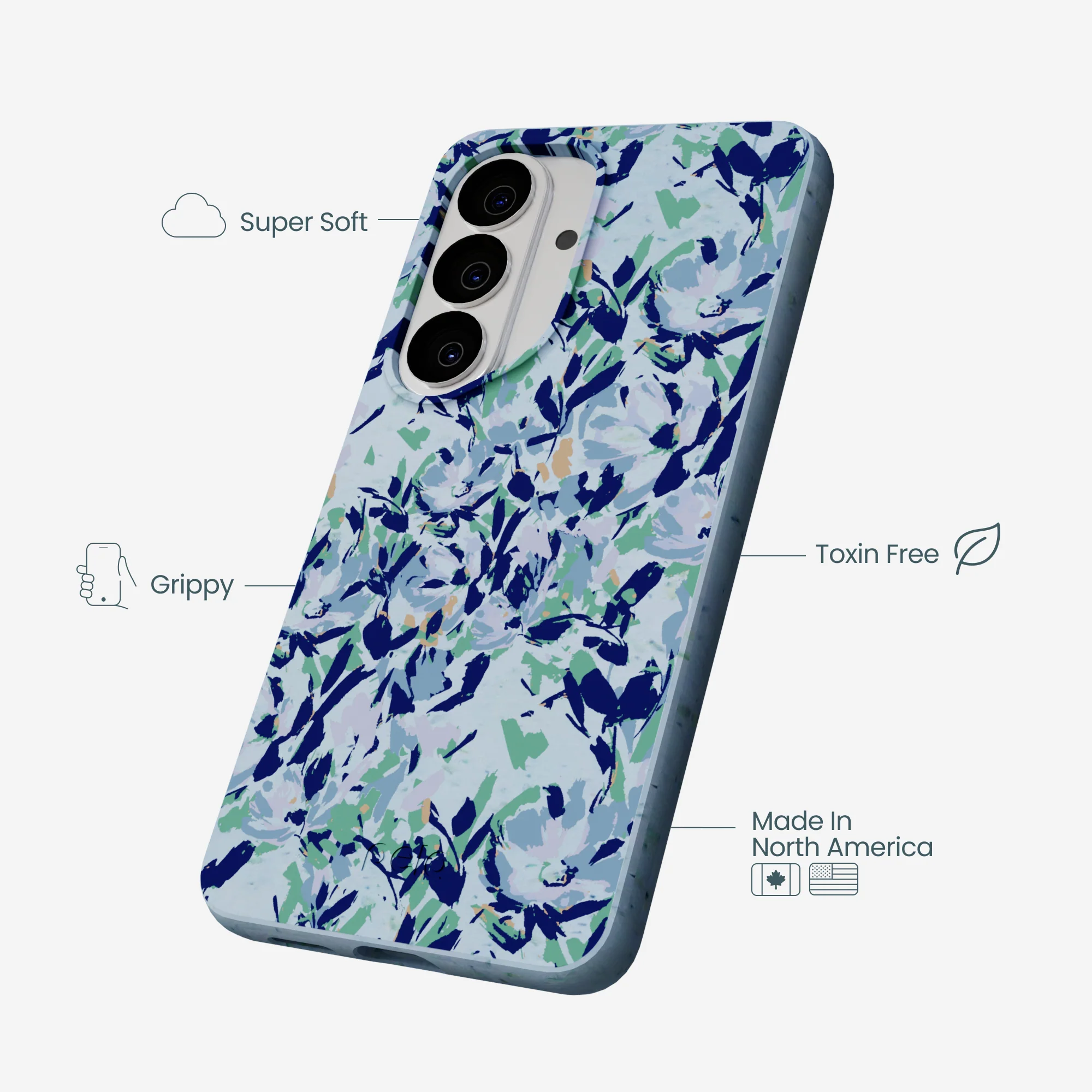Powder Blue Blue Blooms Samsung Galaxy S26 Case - Image 3