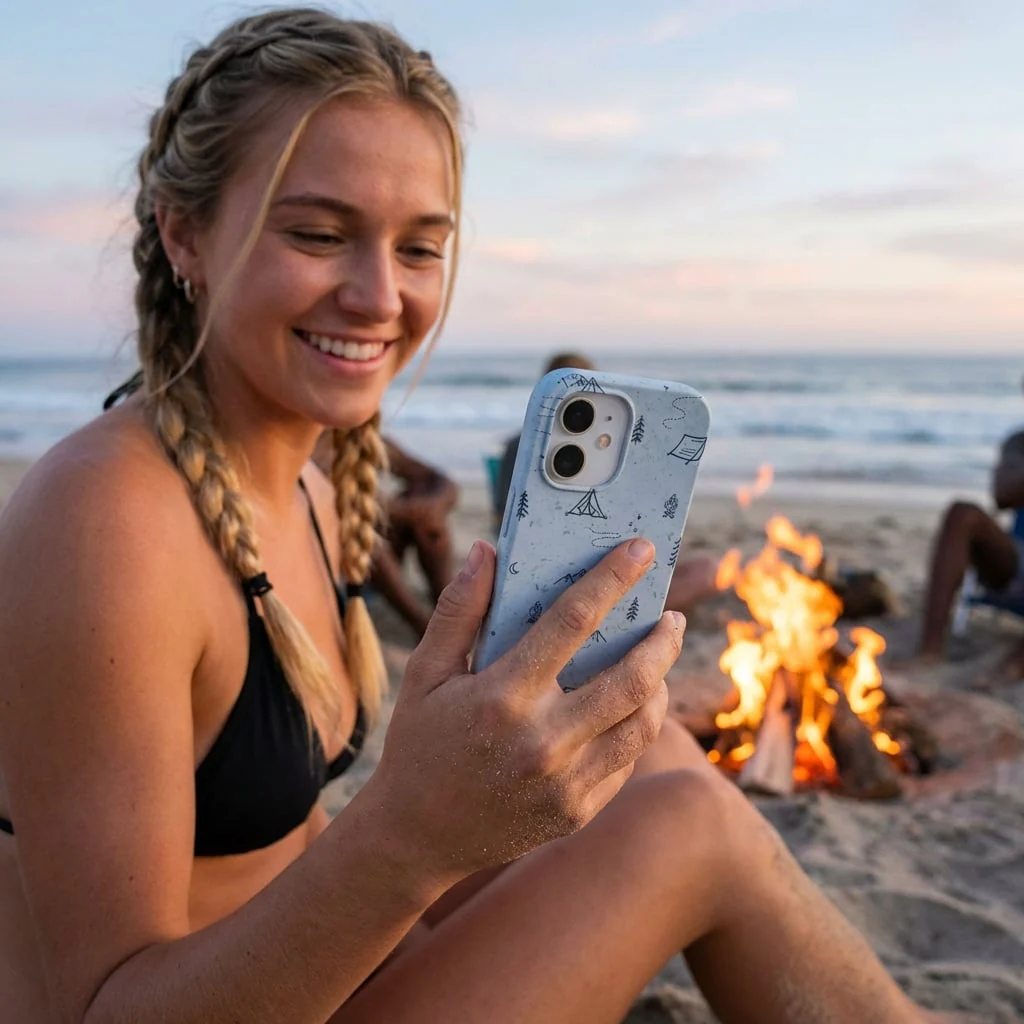 Powder Blue Camp Nights iPhone 17 Case - Image 2