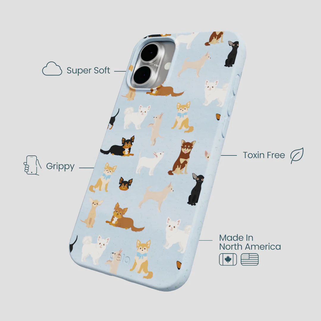 Powder Blue Chihuahua Charms iPhone 16 Plus Case - Image 4