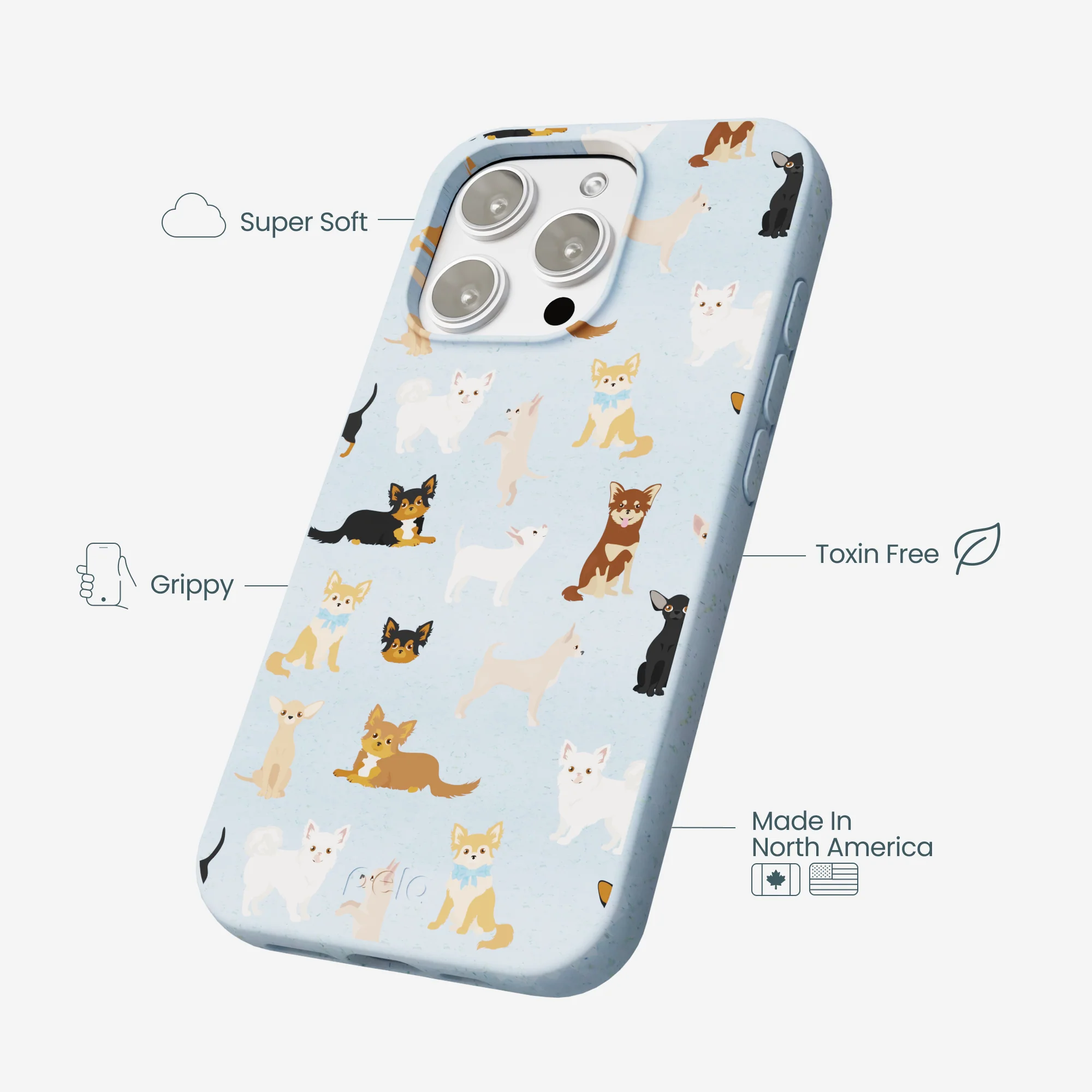 Powder Blue Chihuahua Charms iPhone 16 Pro Max Case - Image 4