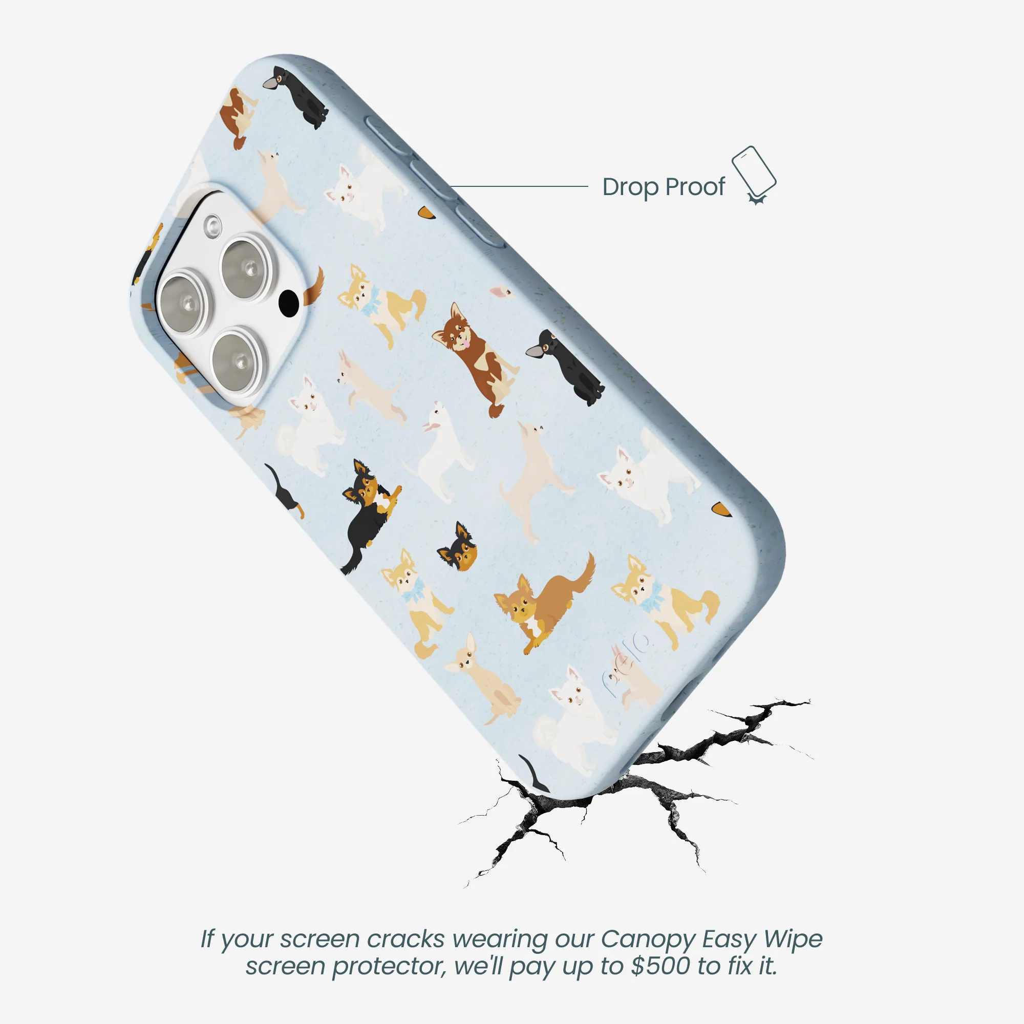 Powder Blue Chihuahua Charms iPhone 16 Pro Max Case - Image 5