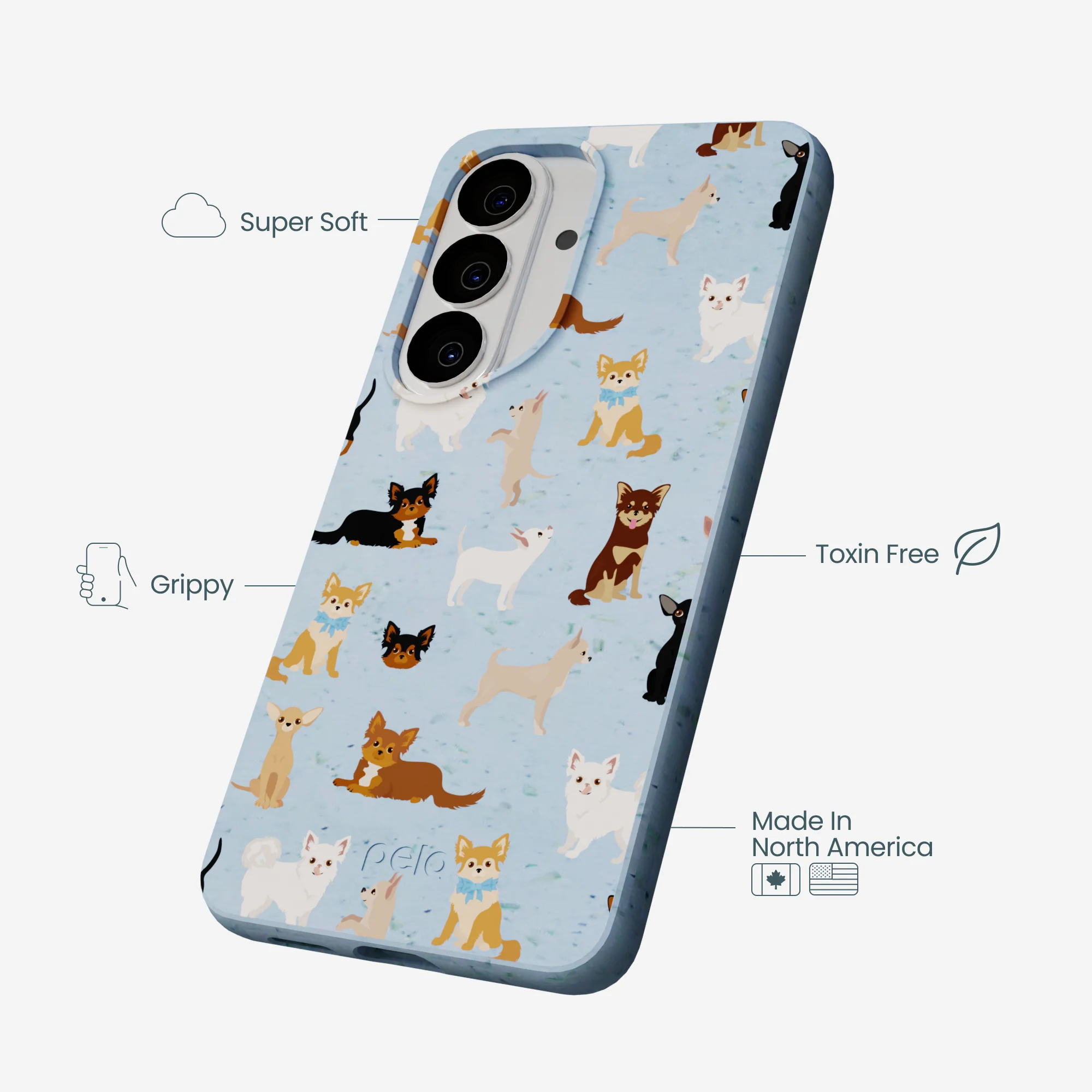 Powder Blue Chihuahua Charms Samsung Galaxy S26 Case - Image 3