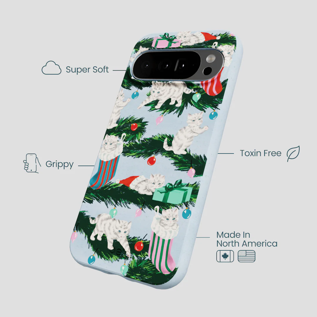 Powder Blue Christmas Kittens Google Pixel 10 Pro XL Case - Image 4