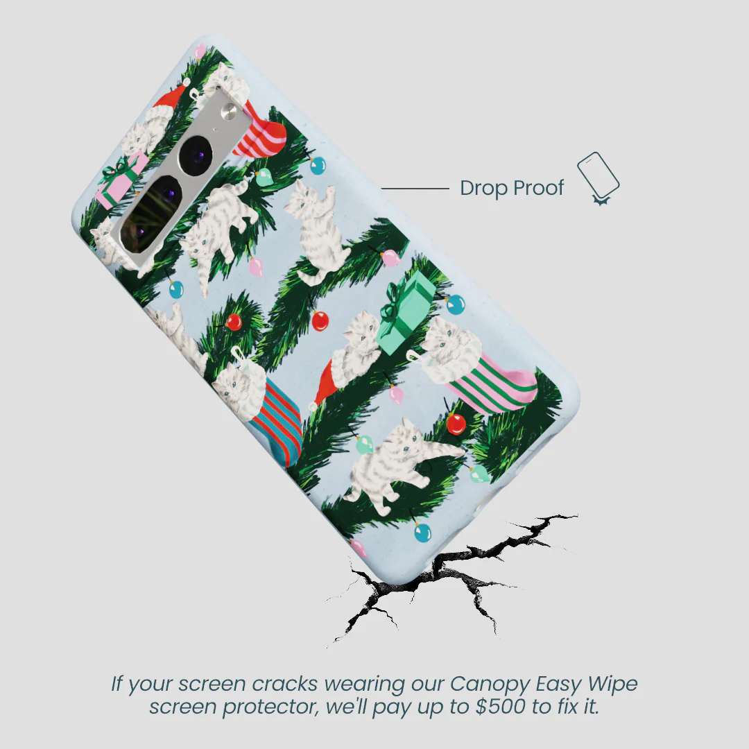 Powder Blue Christmas Kittens Google Pixel 7 Pro Case - Image 5