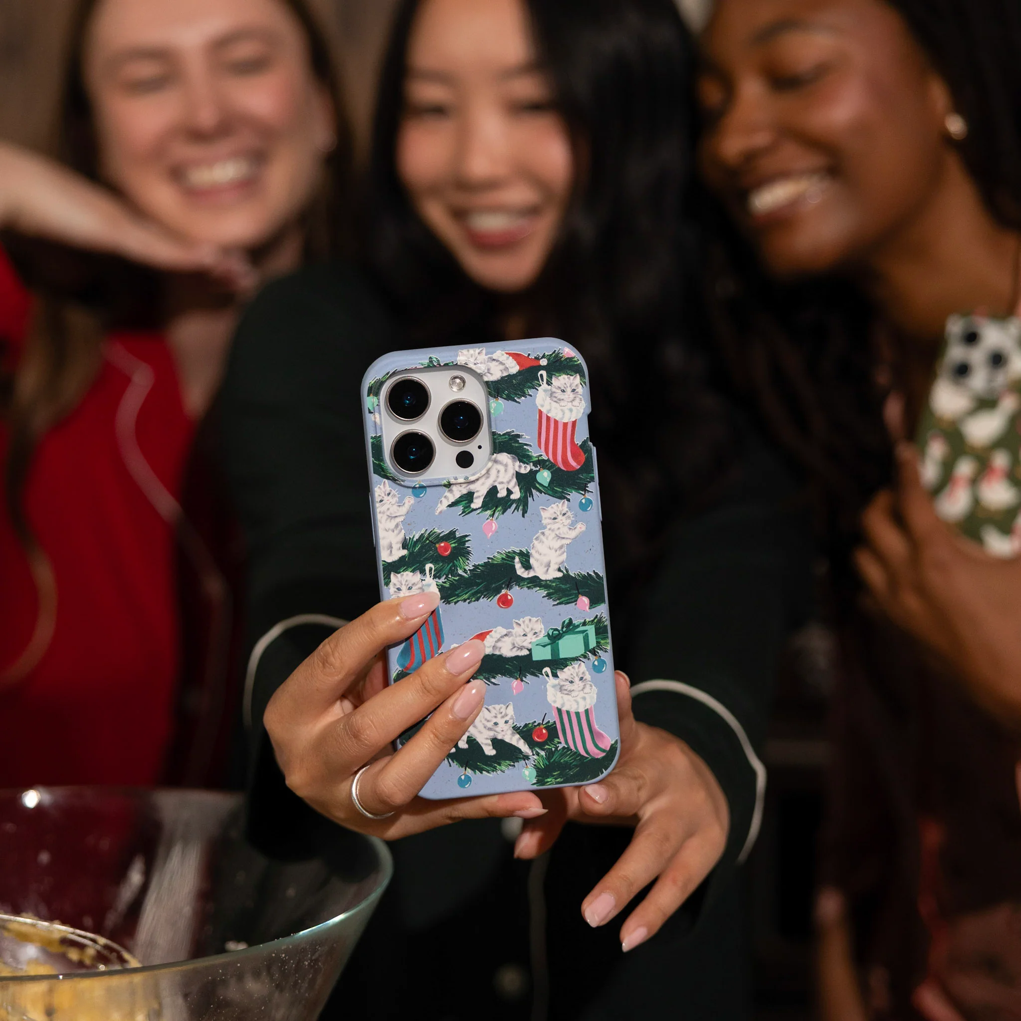 Powder Blue Christmas Kittens Google Pixel 7a Case - Image 2