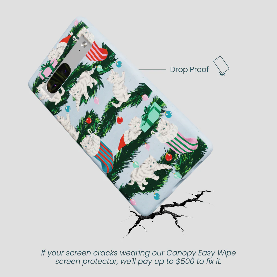 Powder Blue Christmas Kittens Google Pixel 7a Case - Image 5