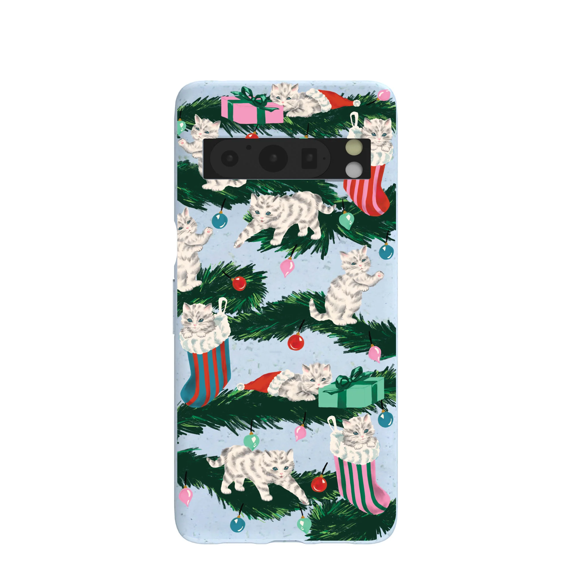 Powder Blue Christmas Kittens Google Pixel 8 Pro Case