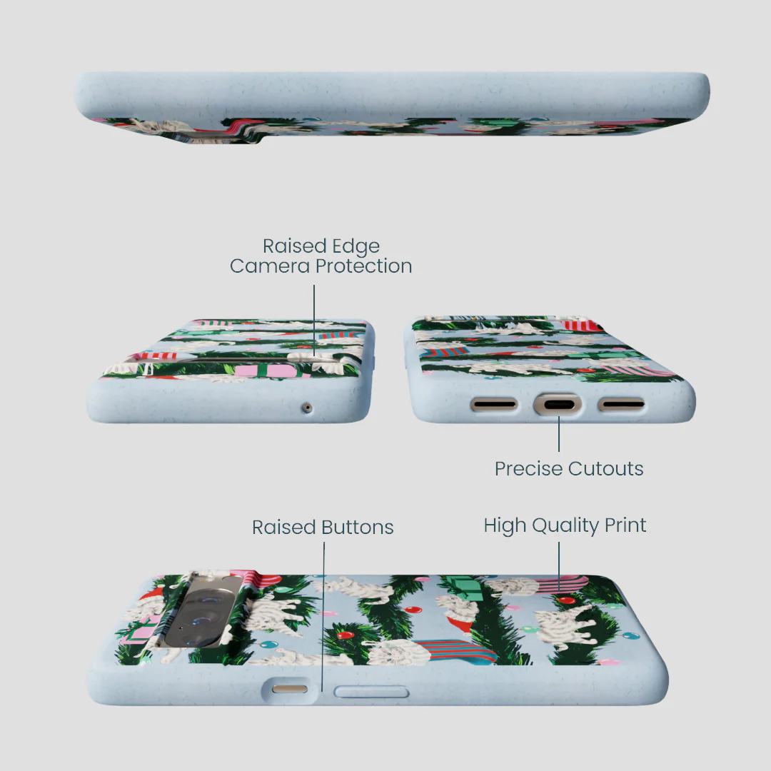 Powder Blue Christmas Kittens Google Pixel 8 Pro Case - Image 3