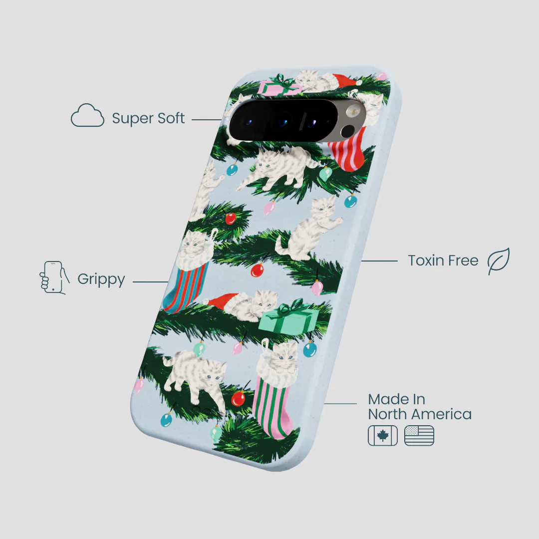 Powder Blue Christmas Kittens Google Pixel 9/9 Pro Case - Image 4