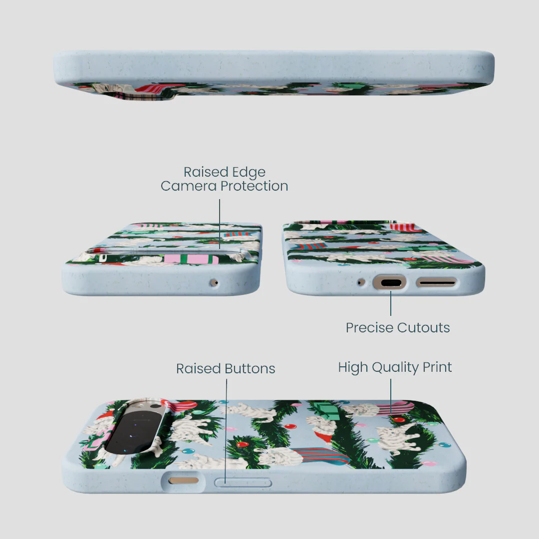 Powder Blue Christmas Kittens Google Pixel 9 Pro XL Case - Image 3