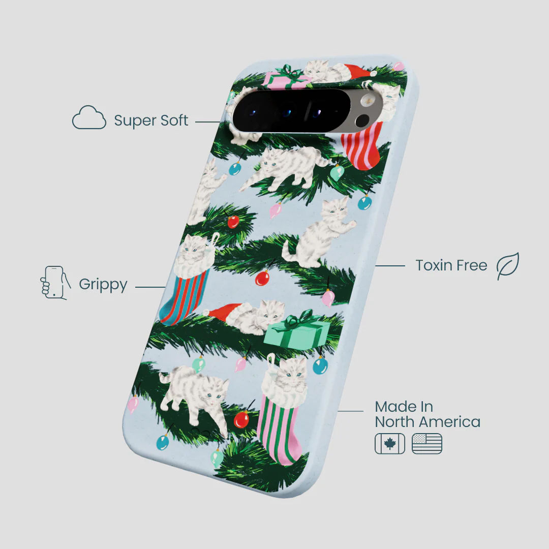 Powder Blue Christmas Kittens Google Pixel 9 Pro XL Case - Image 4