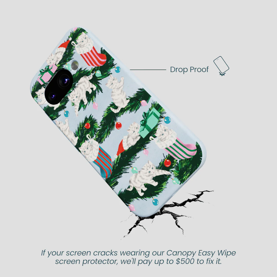 Powder Blue Christmas Kittens Google Pixel 9a Case - Image 5