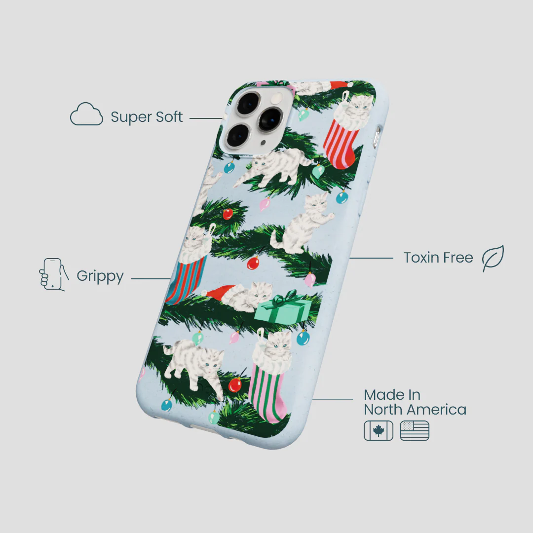Powder Blue Christmas Kittens iPhone 11 Pro Case - Image 4