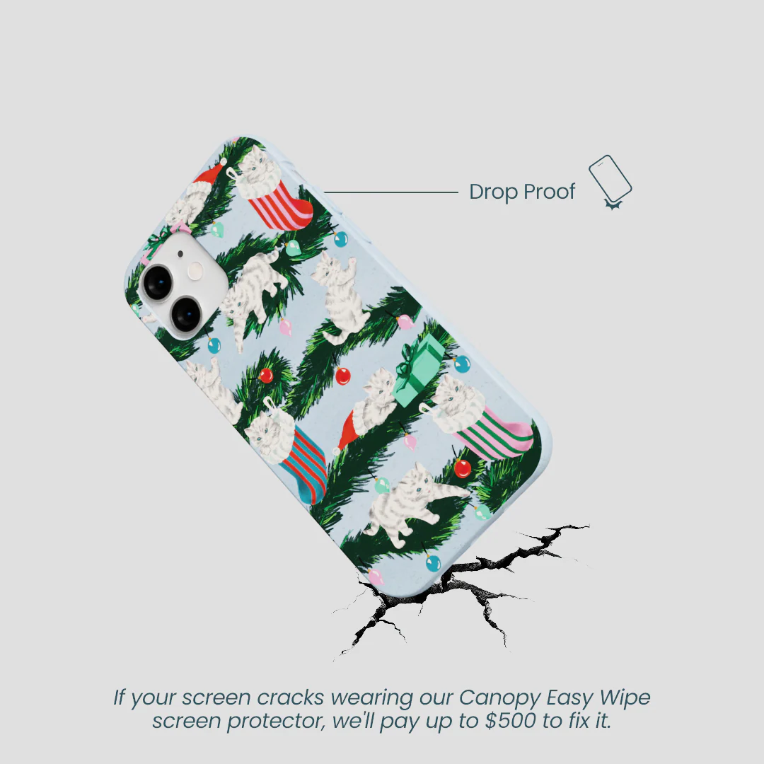 Powder Blue Christmas Kittens iPhone 12 Mini Case - Image 5