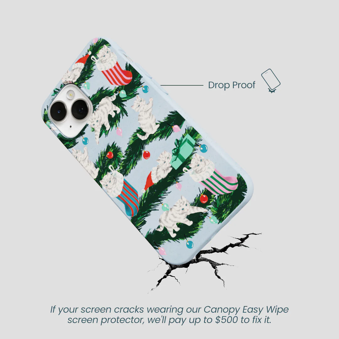 Powder Blue Christmas Kittens iPhone 13 Case - Image 5