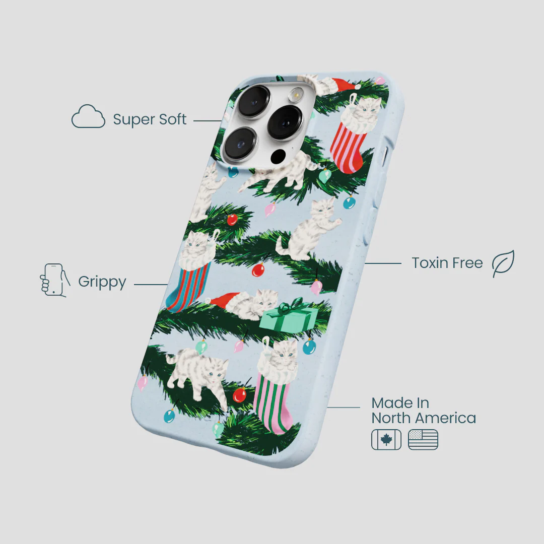 Powder Blue Christmas Kittens iPhone 13 Pro Case - Image 4