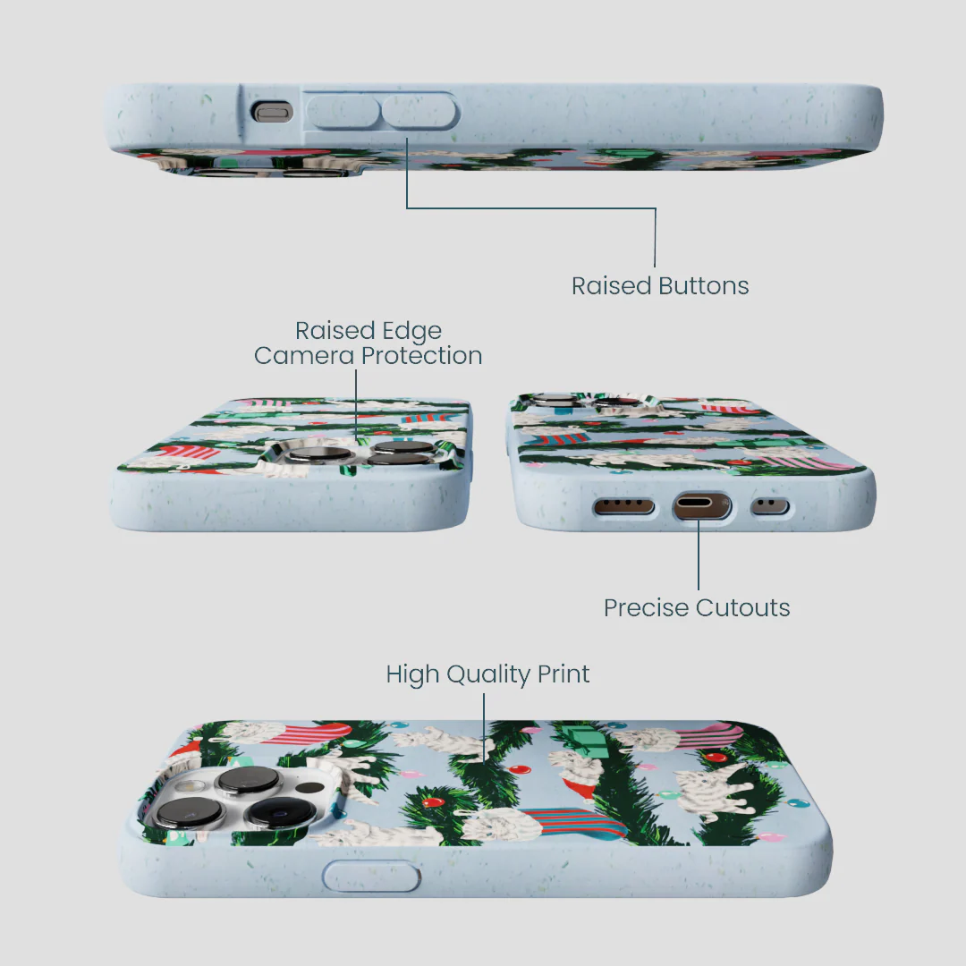 Powder Blue Christmas Kittens iPhone 13 Pro Max Case - Image 3