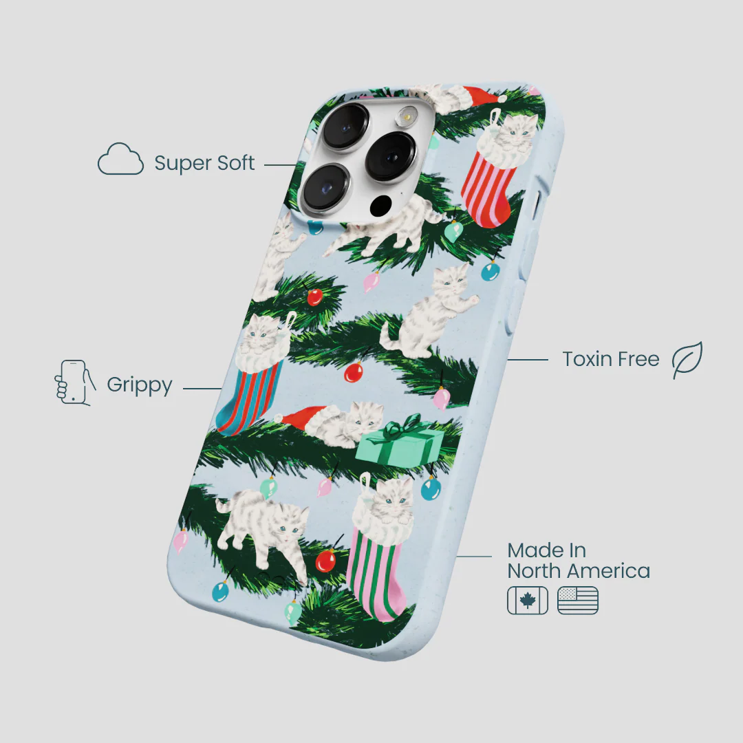Powder Blue Christmas Kittens iPhone 13 Pro Max Case - Image 4