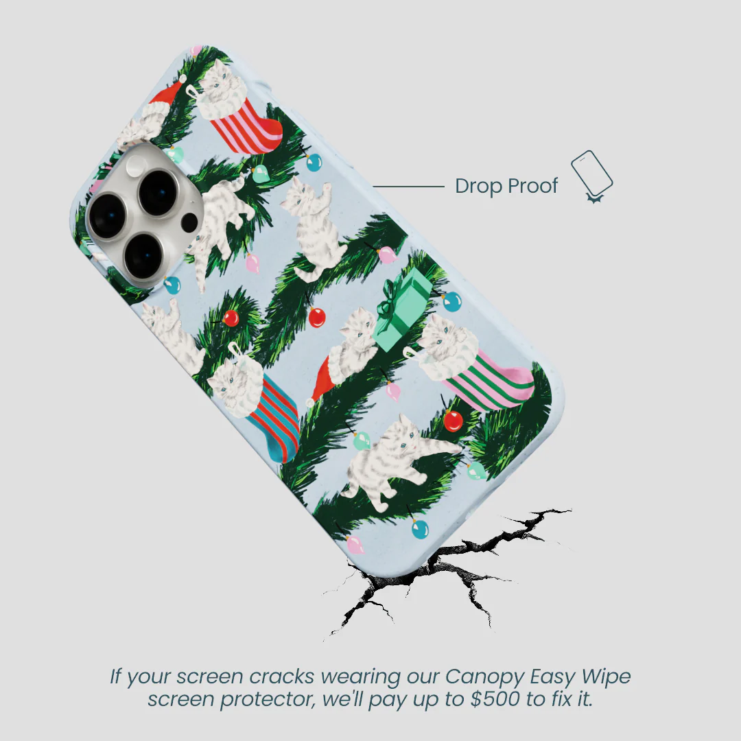 Powder Blue Christmas Kittens iPhone 14 Pro Max Case - Image 5