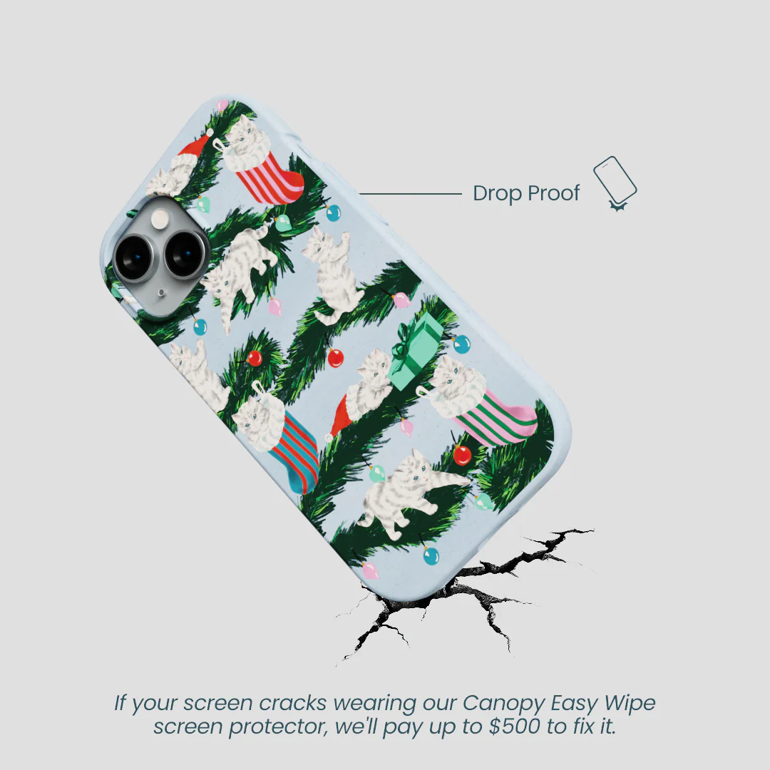 Powder Blue Christmas Kittens iPhone 15 Case - Image 5