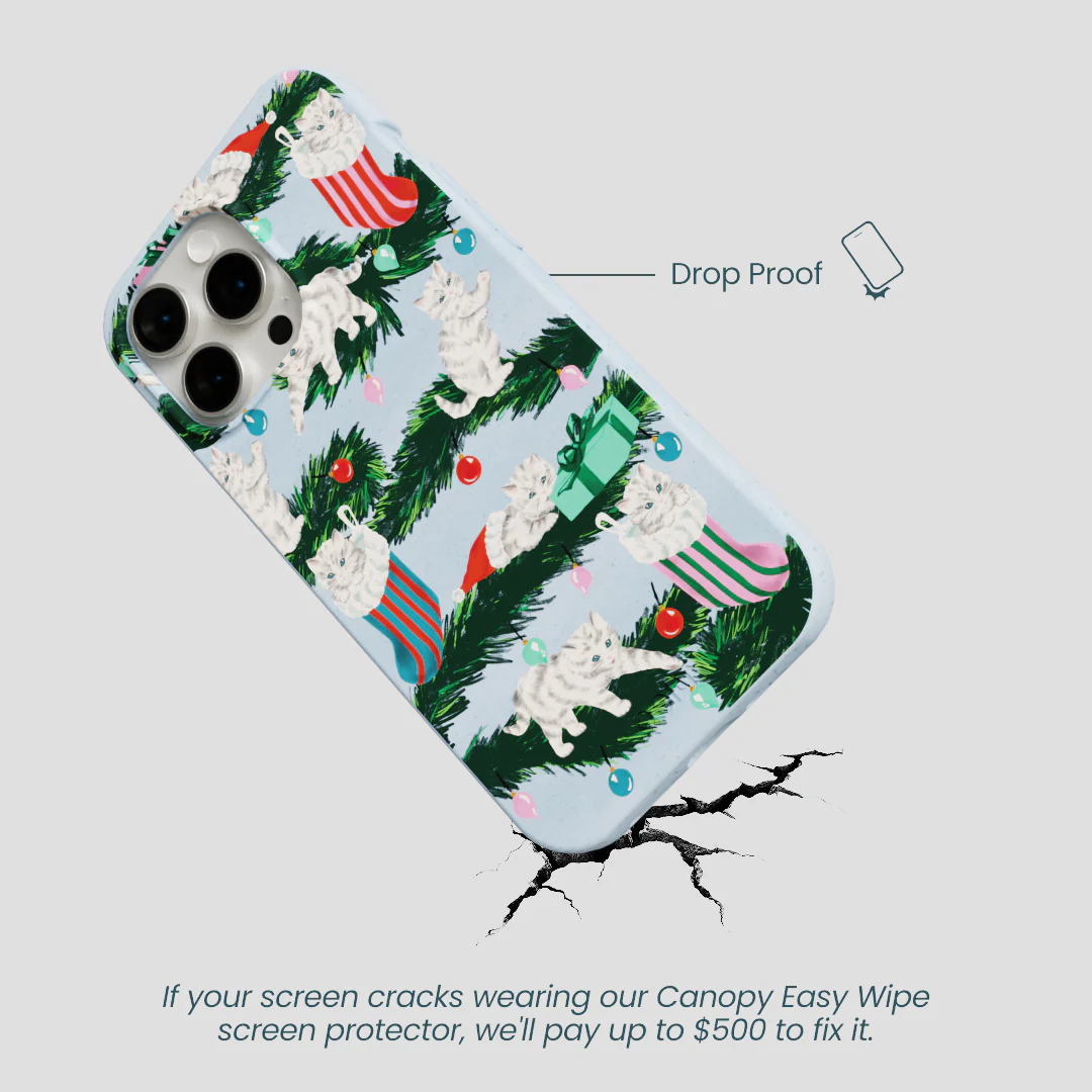 Powder Blue Christmas Kittens iPhone 15 Pro Max Case - Image 5