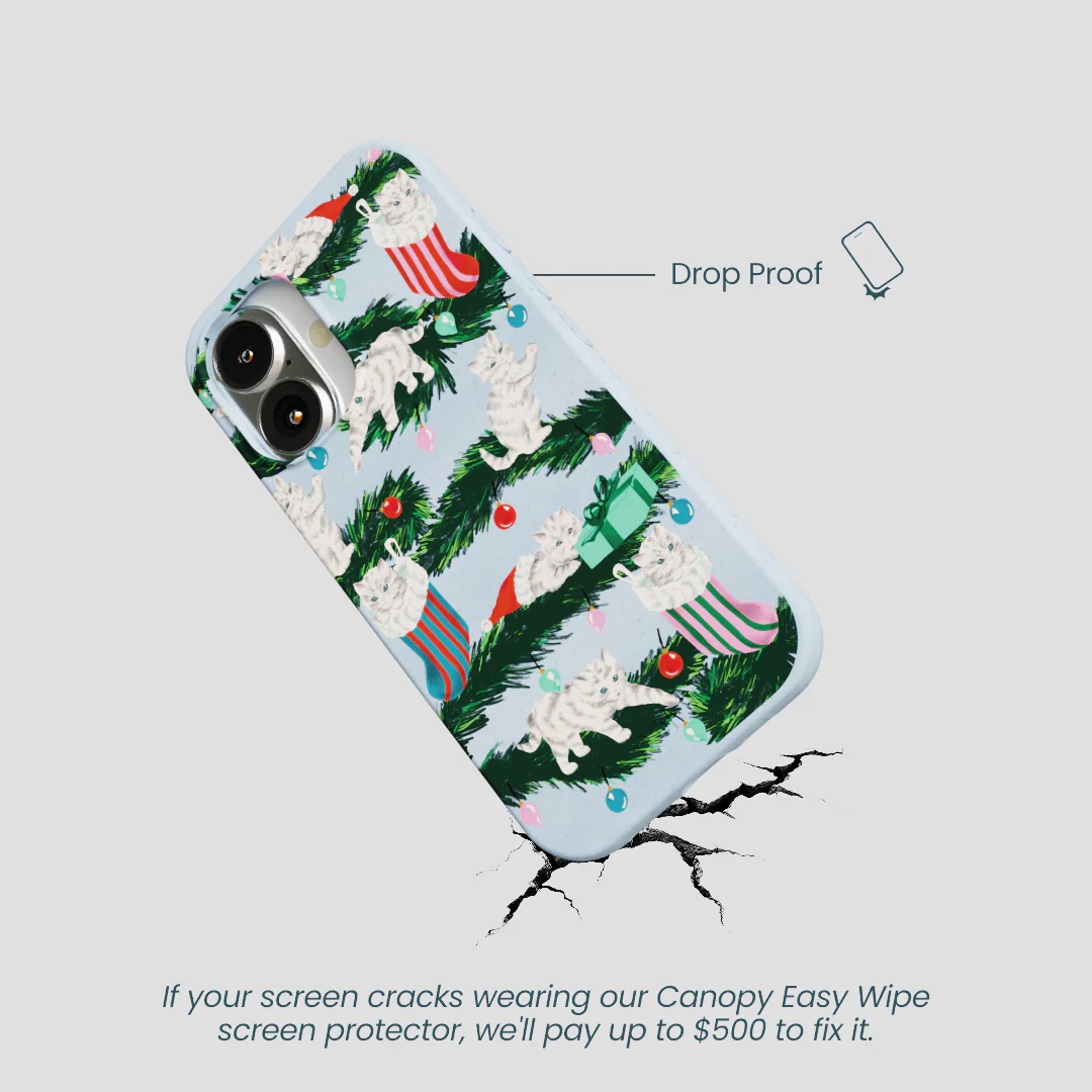 Powder Blue Christmas Kittens iPhone 16 Case - Image 5
