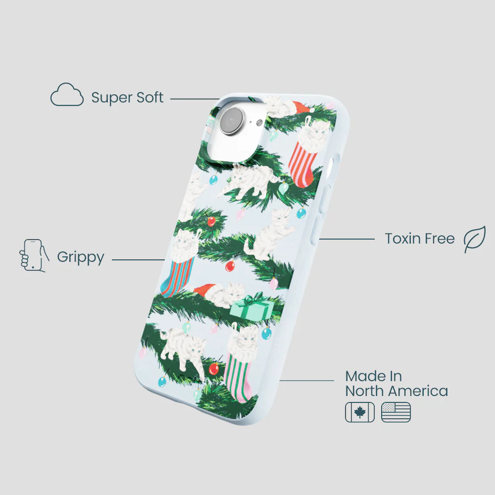 Powder Blue Christmas Kittens iPhone 16e/17e Case - Image 4