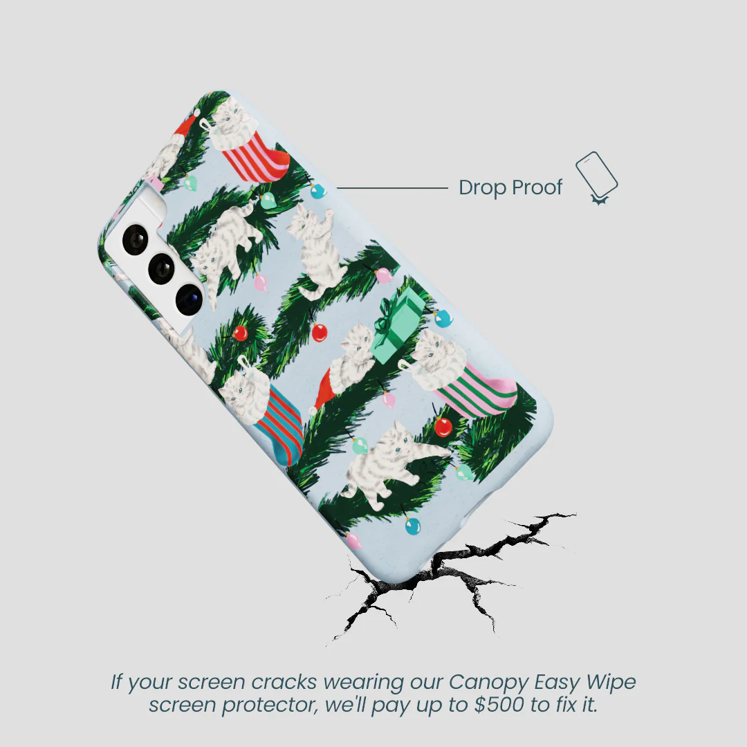 Powder Blue Christmas Kittens Samsung Galaxy S22 Case - Image 5