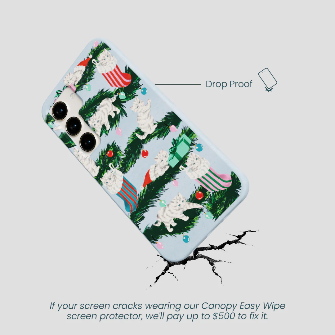 Powder Blue Christmas Kittens Samsung Galaxy S23 Case - Image 5