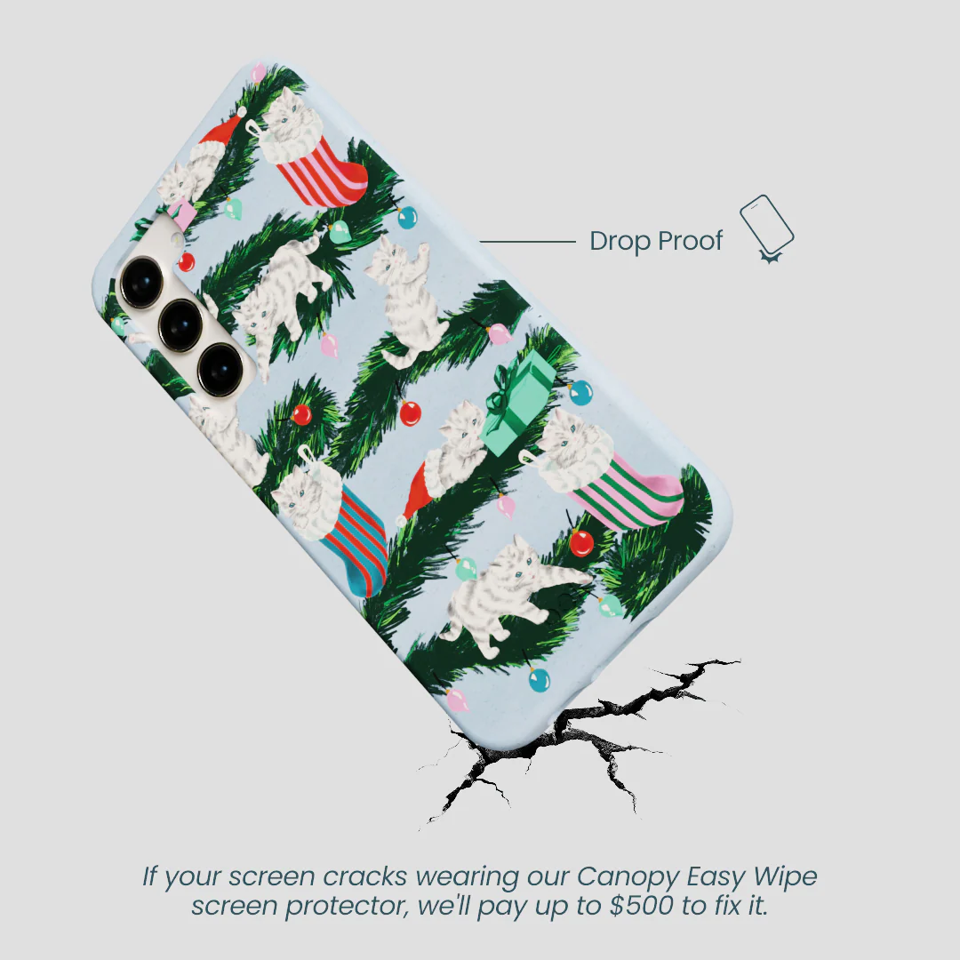 Powder Blue Christmas Kittens Samsung Galaxy S23+(Plus) Case - Image 5