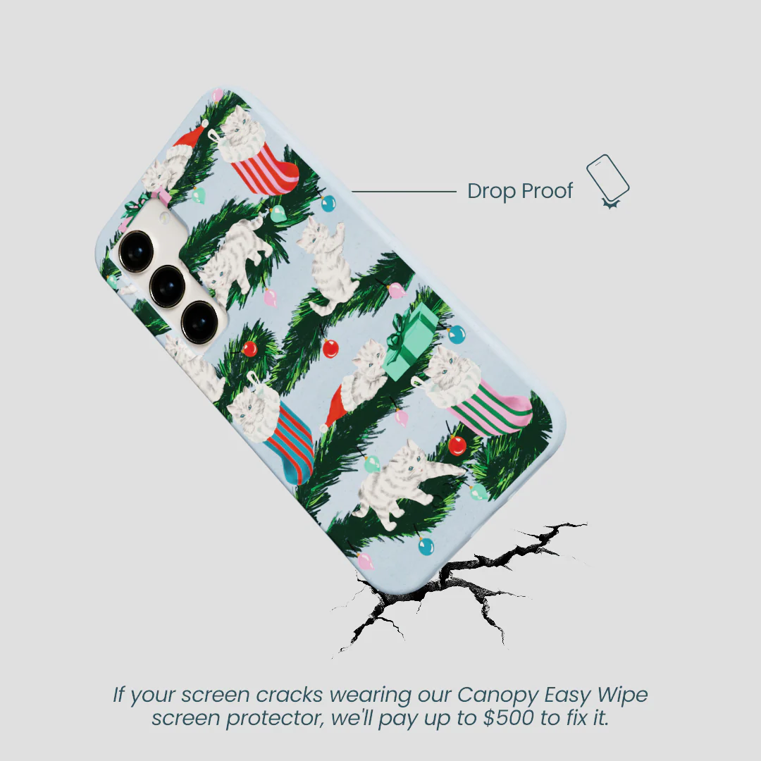 Powder Blue Christmas Kittens Samsung Galaxy S24 Case - Image 5
