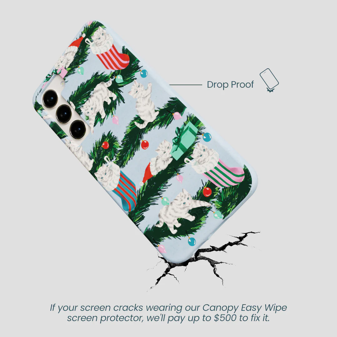 Powder Blue Christmas Kittens Samsung Galaxy S24+(Plus) Case - Image 5