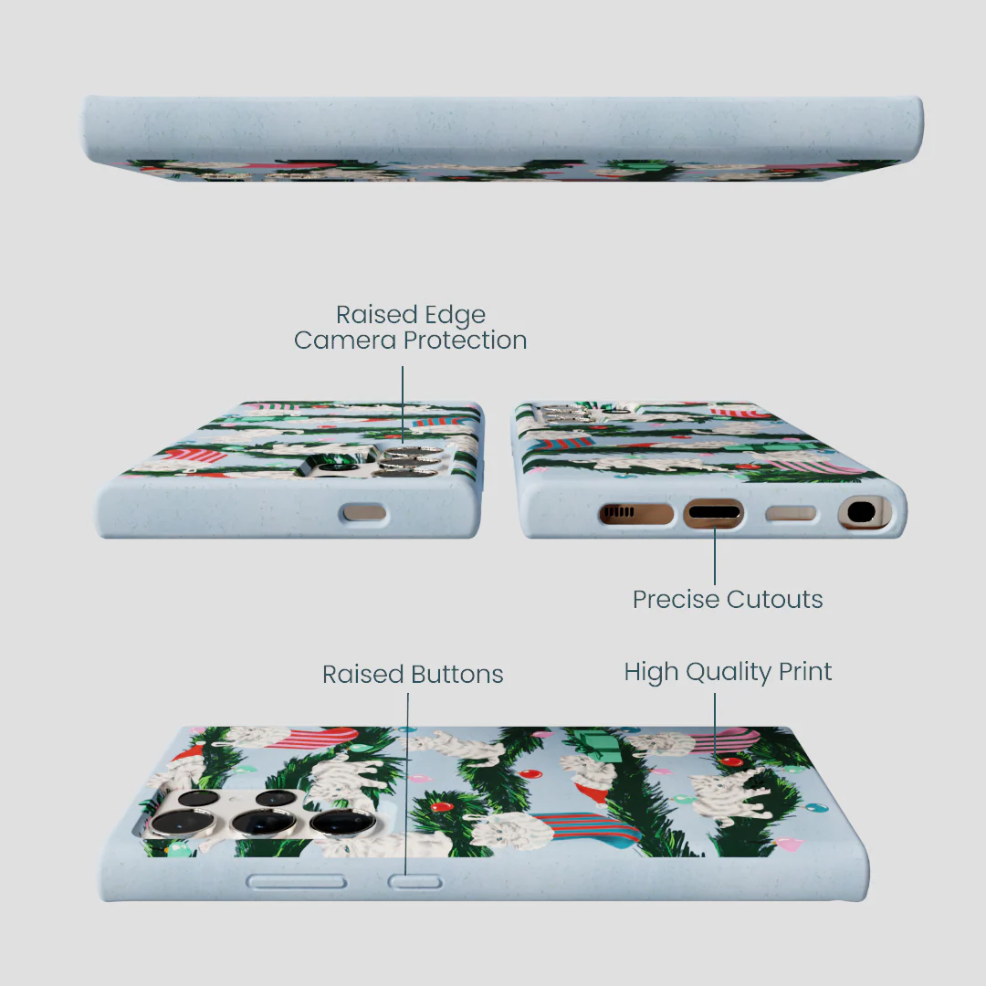 Powder Blue Christmas Kittens Samsung Galaxy S24 Ultra Case - Image 3