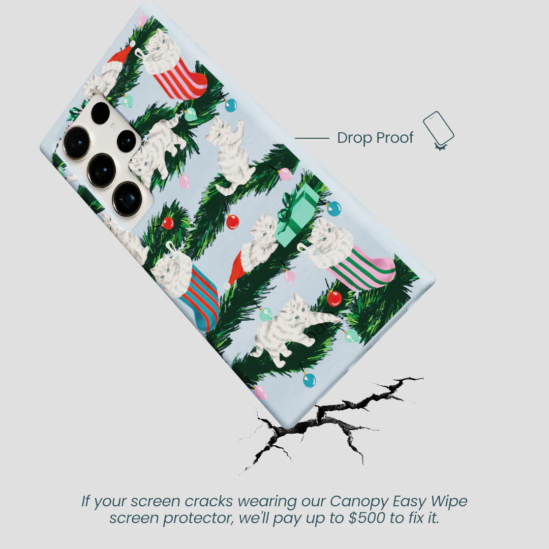 Powder Blue Christmas Kittens Samsung Galaxy S24 Ultra Case - Image 5