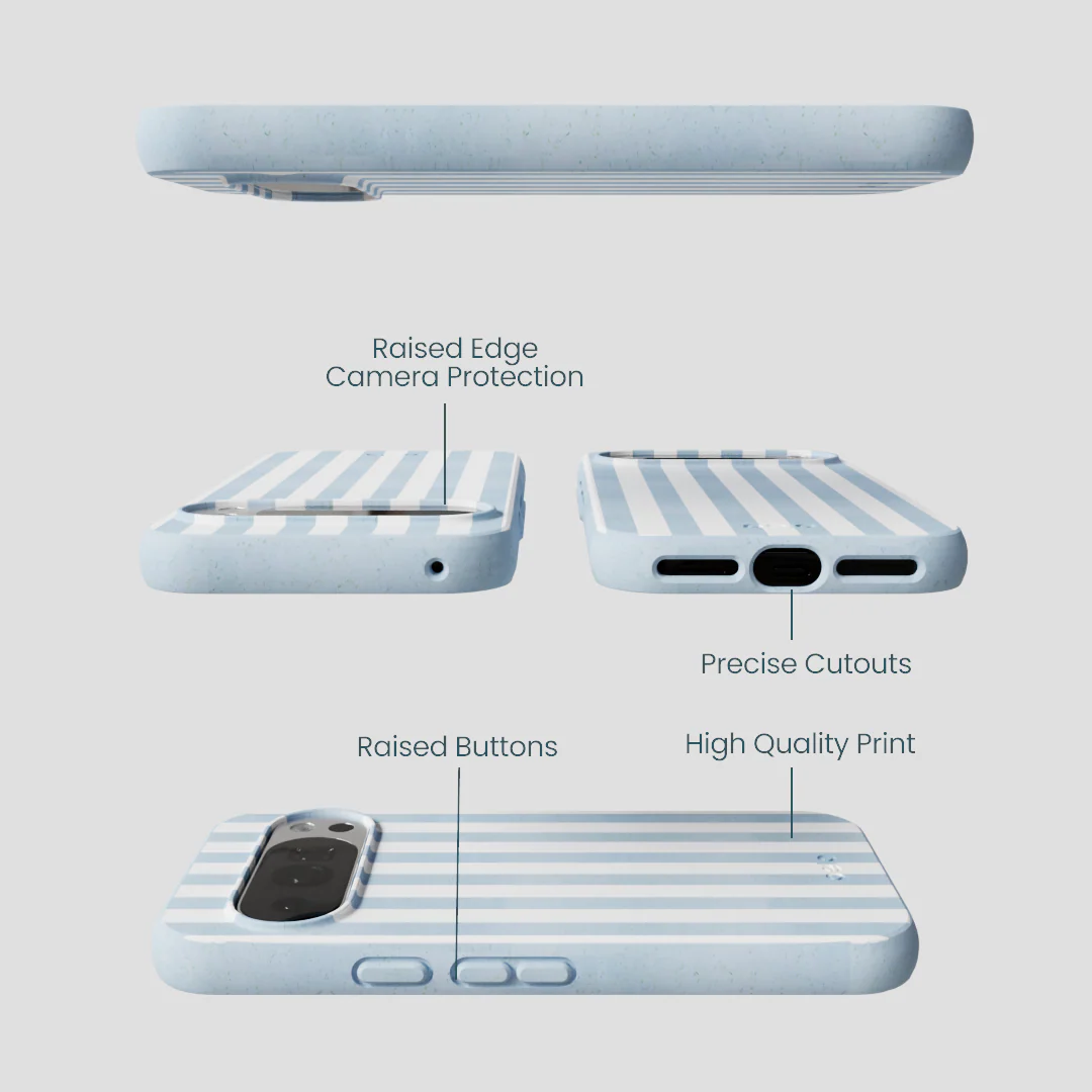 Powder Blue Cloud Stripes Google Pixel 10/10 Pro Case - Image 3