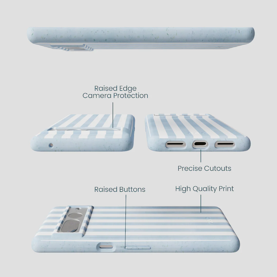 Powder Blue Cloud Stripes Google Pixel 7 Pro Case - Image 3