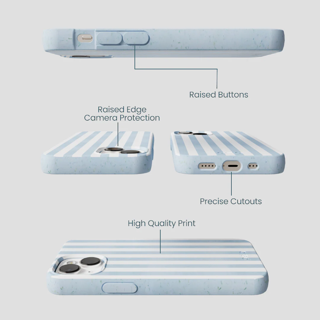 Powder Blue Cloud Stripes iPhone 13 Case - Image 3