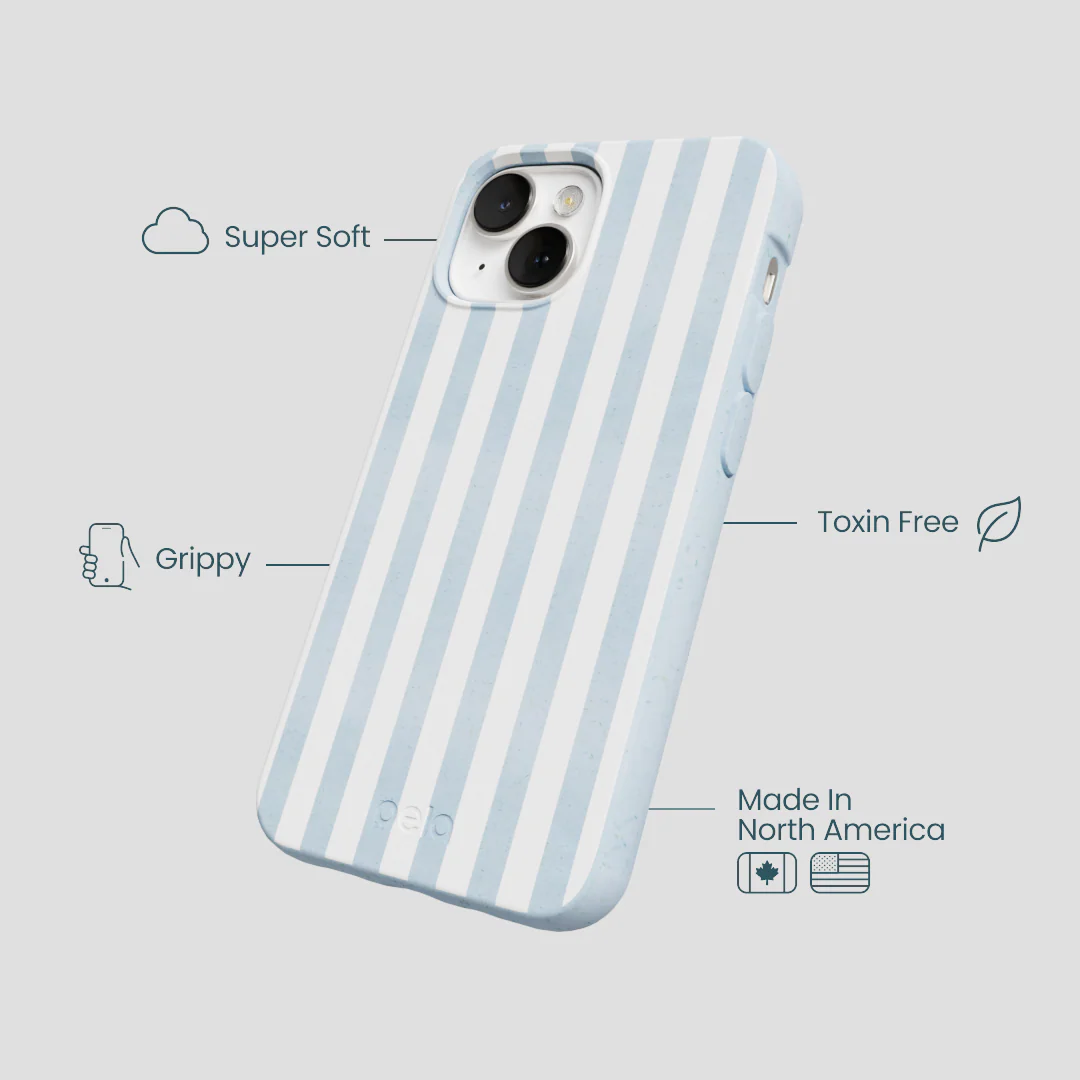 Powder Blue Cloud Stripes iPhone 13 Case - Image 4