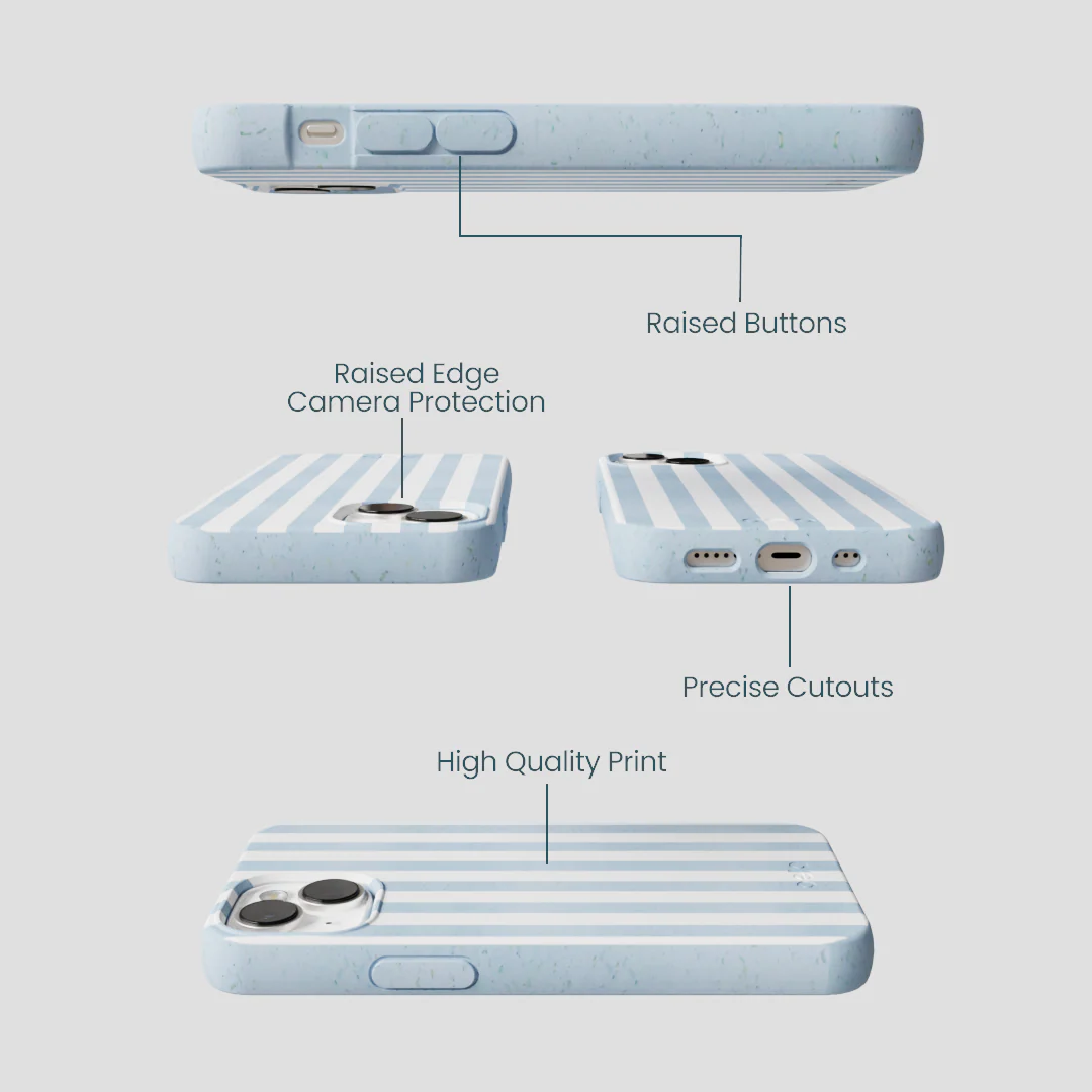Powder Blue Cloud Stripes iPhone 13 Mini Case - Image 3