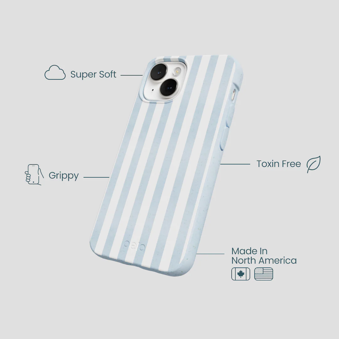 Powder Blue Cloud Stripes iPhone 13 Mini Case - Image 4